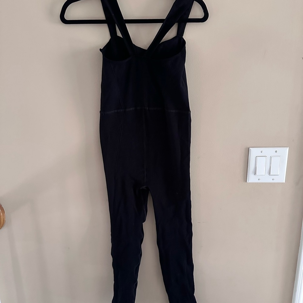Free People Movement Black Ribbed One-Piece Jumpsuit Bodysuit | Size M/L